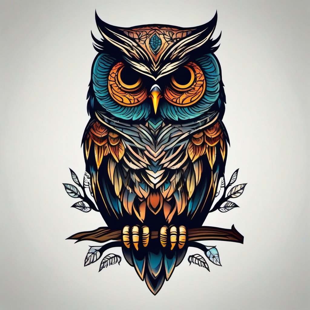 skeleton owl tattoo  simple vector color tattoo