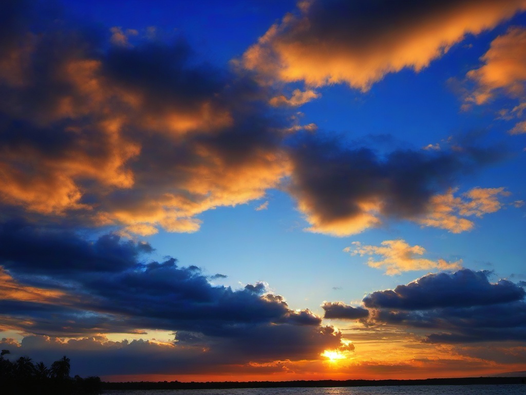 Blue Sky Sunset Wallpaper  ,desktop background wallpaper