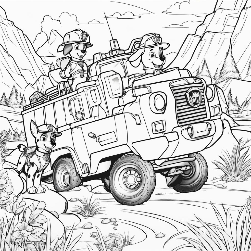 paw patrol coloring pages - marshall and rubble team up to rescue a stranded hiker. 