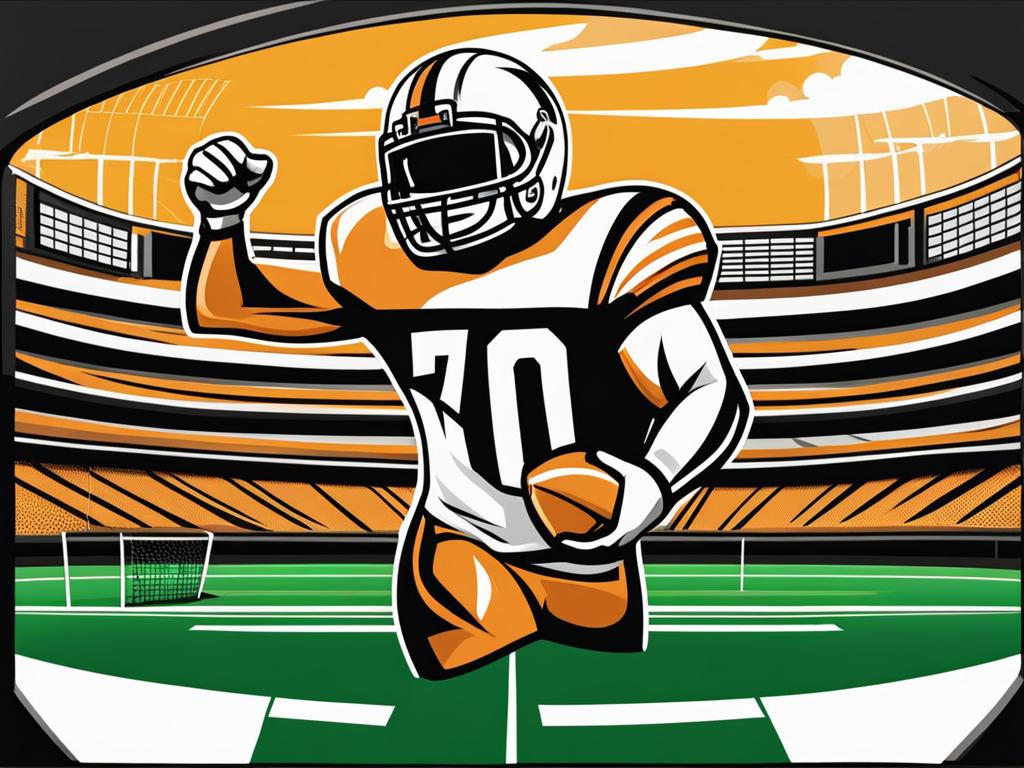 football clipart,scoring the winning touchdown in a stadium roar 