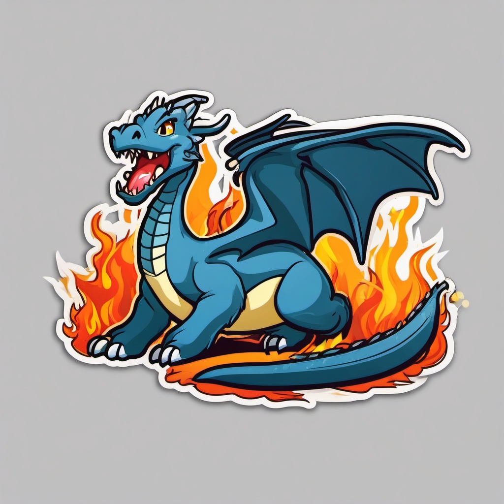 Derpy Dragon sticker- Clumsy Fire-Breathing Fun, , sticker vector art, minimalist design