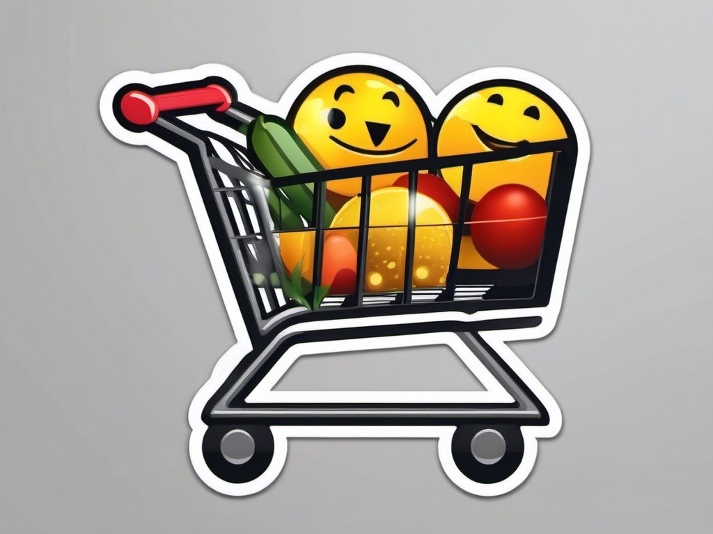 Shopping Cart Empty Emoji Sticker - Retail exploration, , sticker vector art, minimalist design