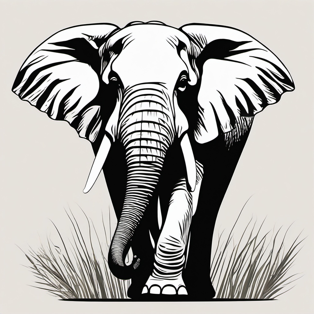 Elephant clipart - Gentle giant of the safari with impressive tusks, ,vector color clipart,minimal