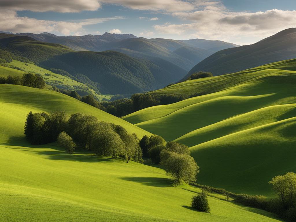 cantabrian mountains serenity - paint the serene landscapes of the cantabrian mountains, featuring lush meadows and tranquil valleys. 