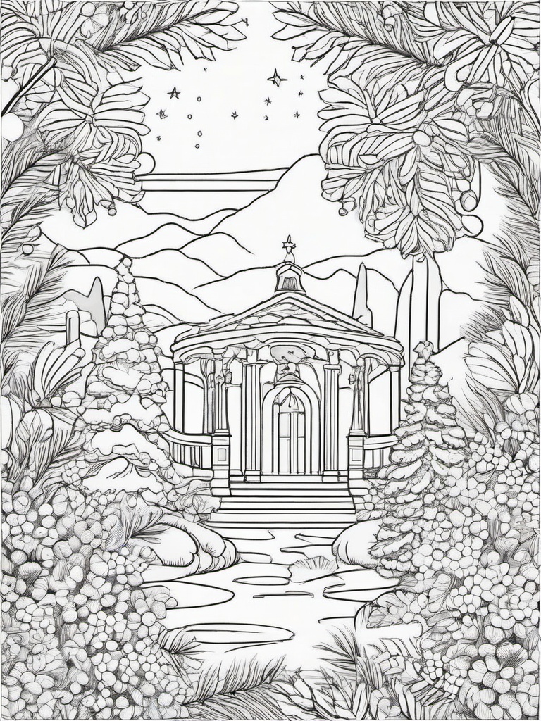 Christian Christmas Coloring Page  outling,coloring pages,black and whit