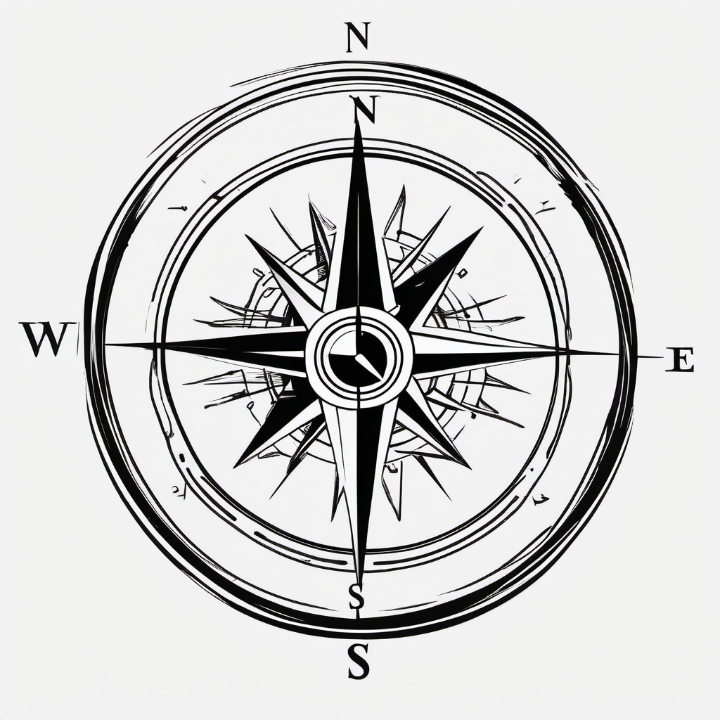 Compass Tattoo Simple - Simplified and straightforward compass design.  simple vector tattoo,minimalist,white background