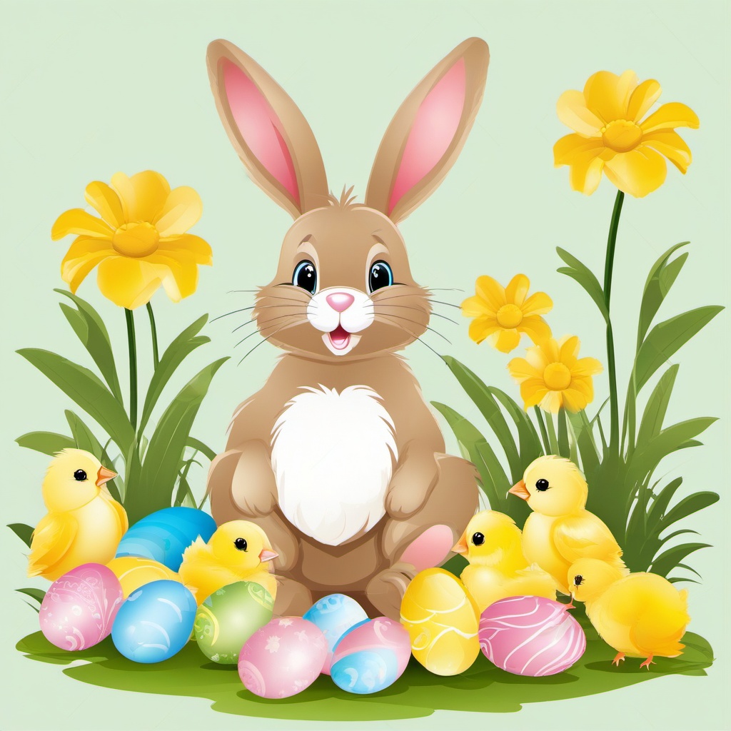 Easter Bunny clipart - Easter Bunny with baby chicks  