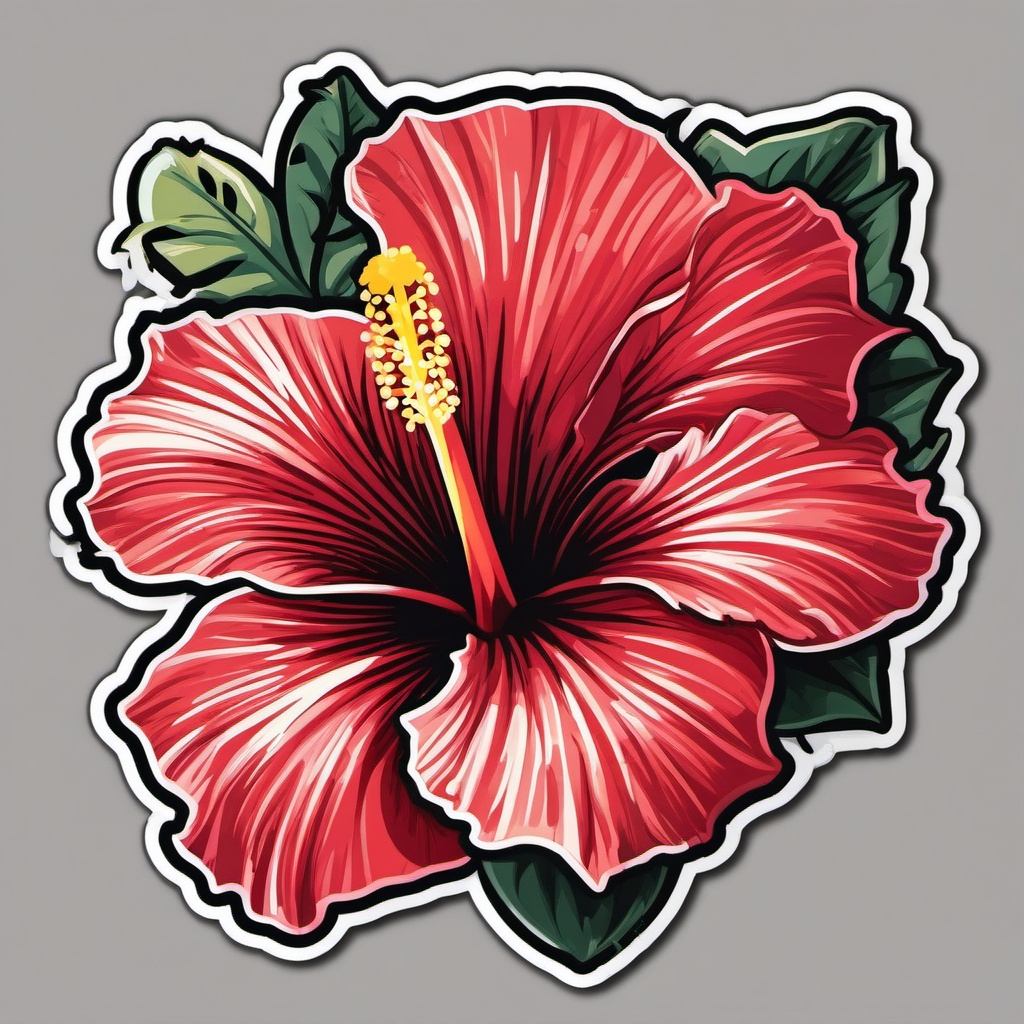 Hibiscus Sticker - Transport yourself to tropical landscapes with the bold and exotic hibiscus sticker, , sticker vector art, minimalist design