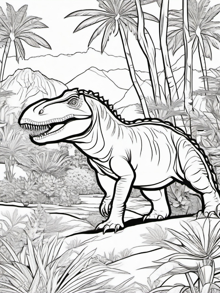 Majungasaurus Coloring Pages - Madagascar Carnivore  black outline printable coloring page