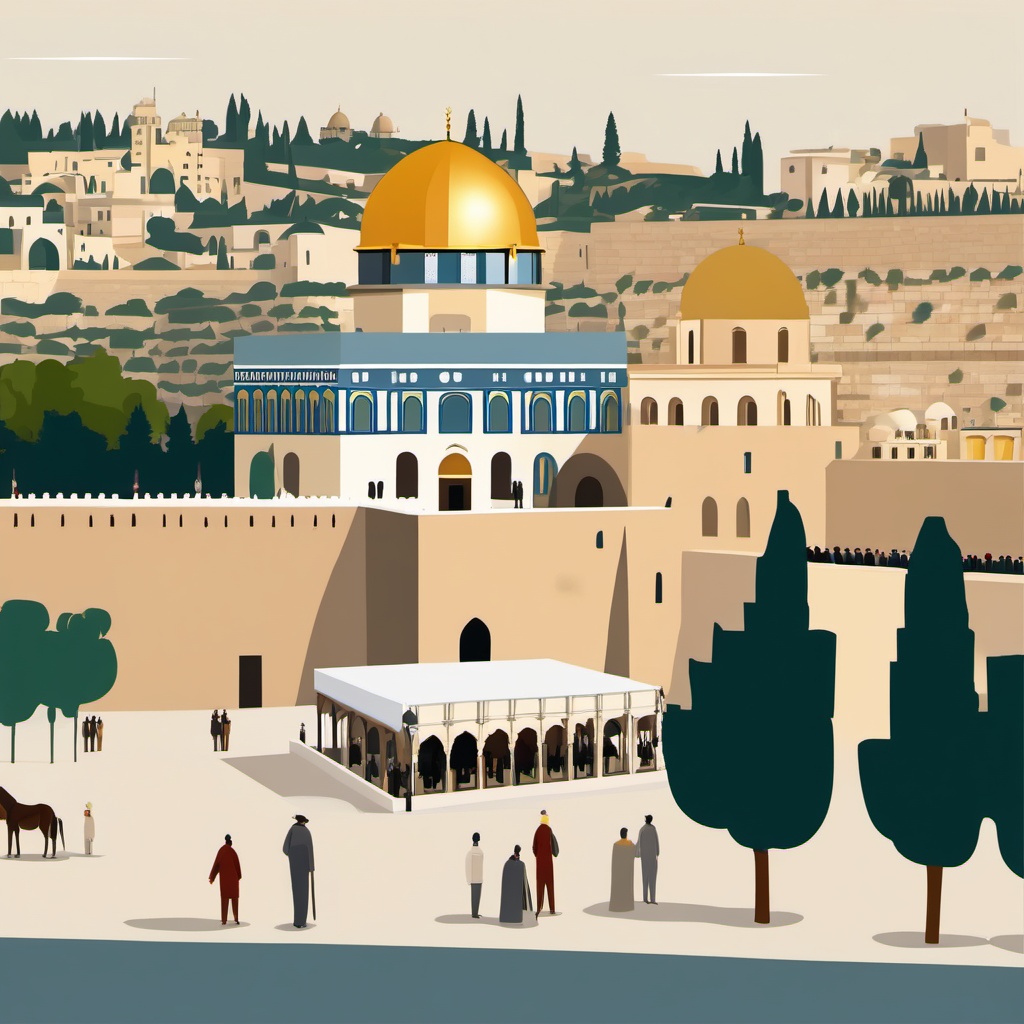 Jerusalem clipart - Western Wall and Dome of the Rock in Israel, ,color clipart vector style