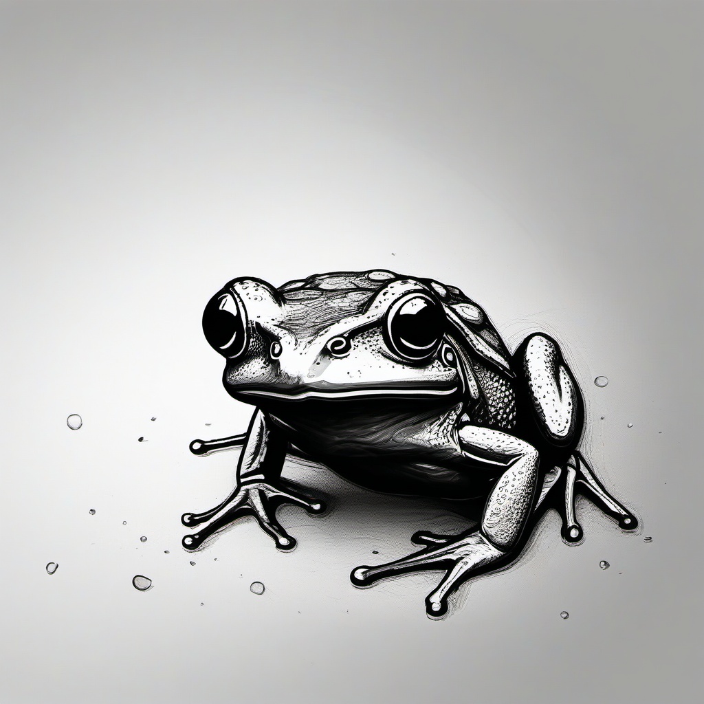 drawing of bumpy frog  minimal rough sketch scribbles,doodles,black and white