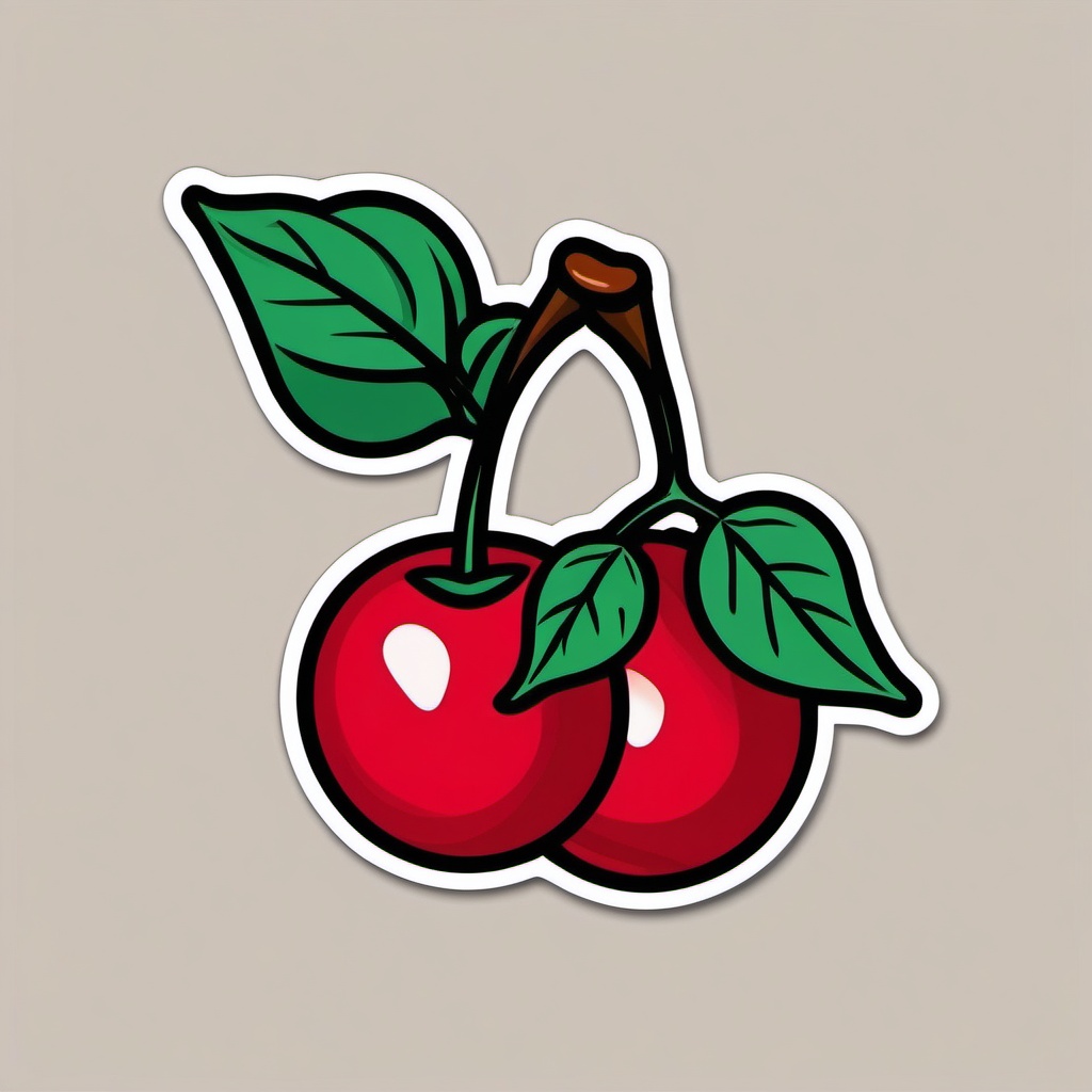 Cherry Pair Sticker - Perfect pair of cherries, ,vector color sticker art,minimal