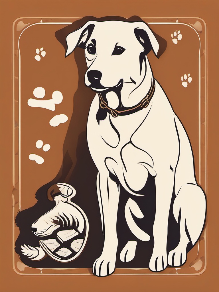 Dog and Bone Clipart,Illustrating a pet adoption event poster with a dog and bone clipart  simple, 2d flat