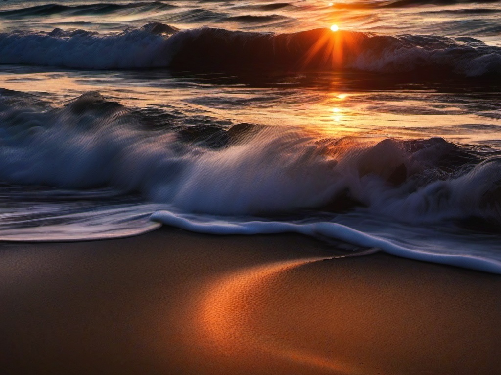 Sunset Wallpaper - Sunset with waves gently crashing ashore.  sunset background