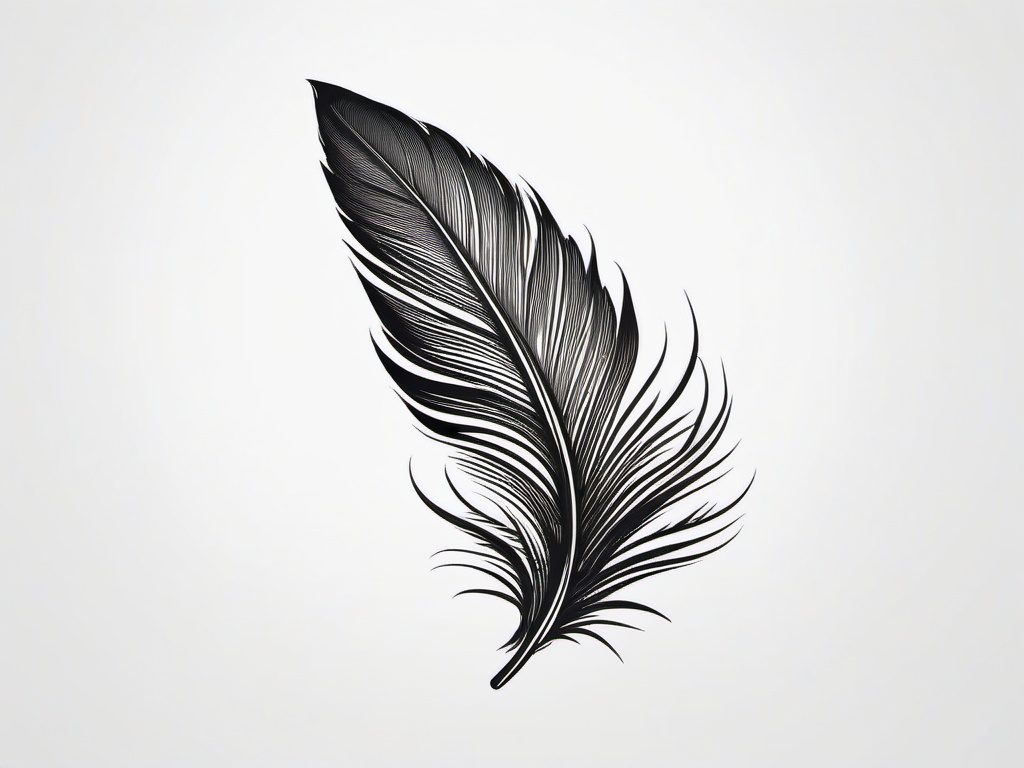 Feather Small Tattoo - Diminutive feather design.  simple vector tattoo,minimalist,white background