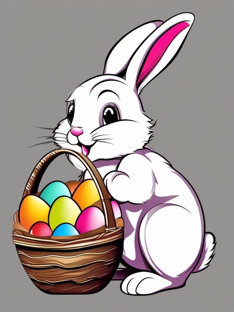 Easter Bunny clipart - Easter Bunny hiding colorful eggs  