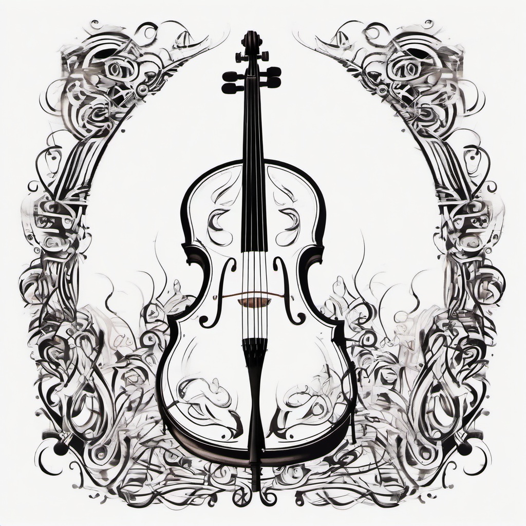 Tribal cello   ,tattoo design, white background