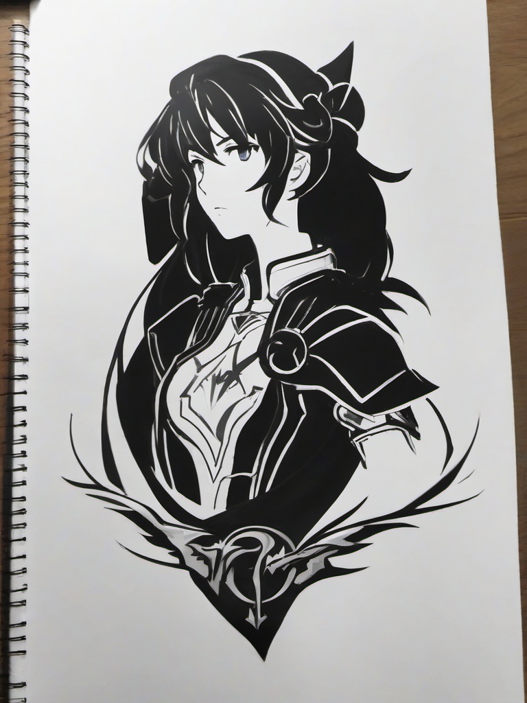 drawing of a fire emblem  minimal rough sketch scribbles,doodles,black and white