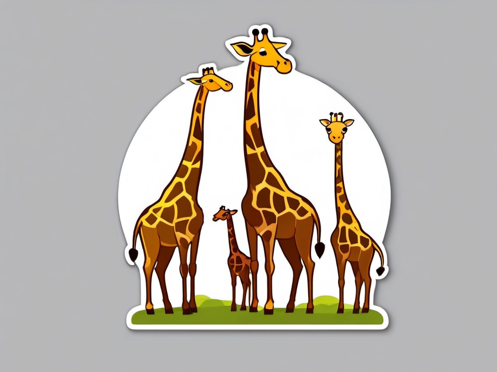 Giraffe Family sticker- Towering Graceful Giants, , color sticker vector art