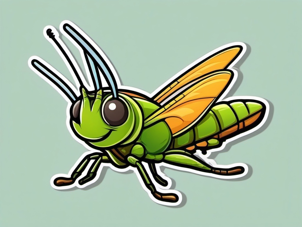 Grasshopper cartoon - jumping insect with strong legs  cartoon sticker style