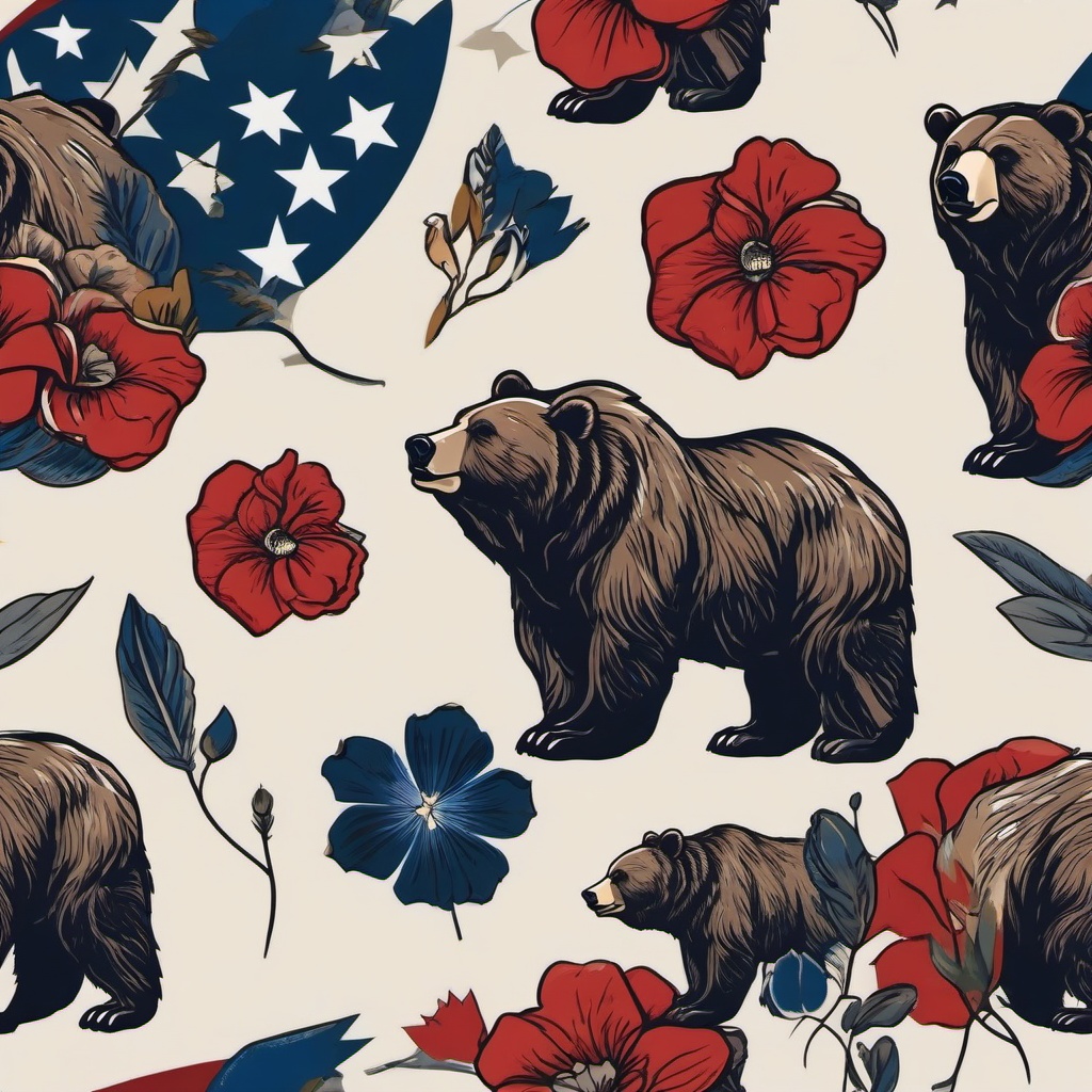 americana bear tattoo  simple vector color tattoo