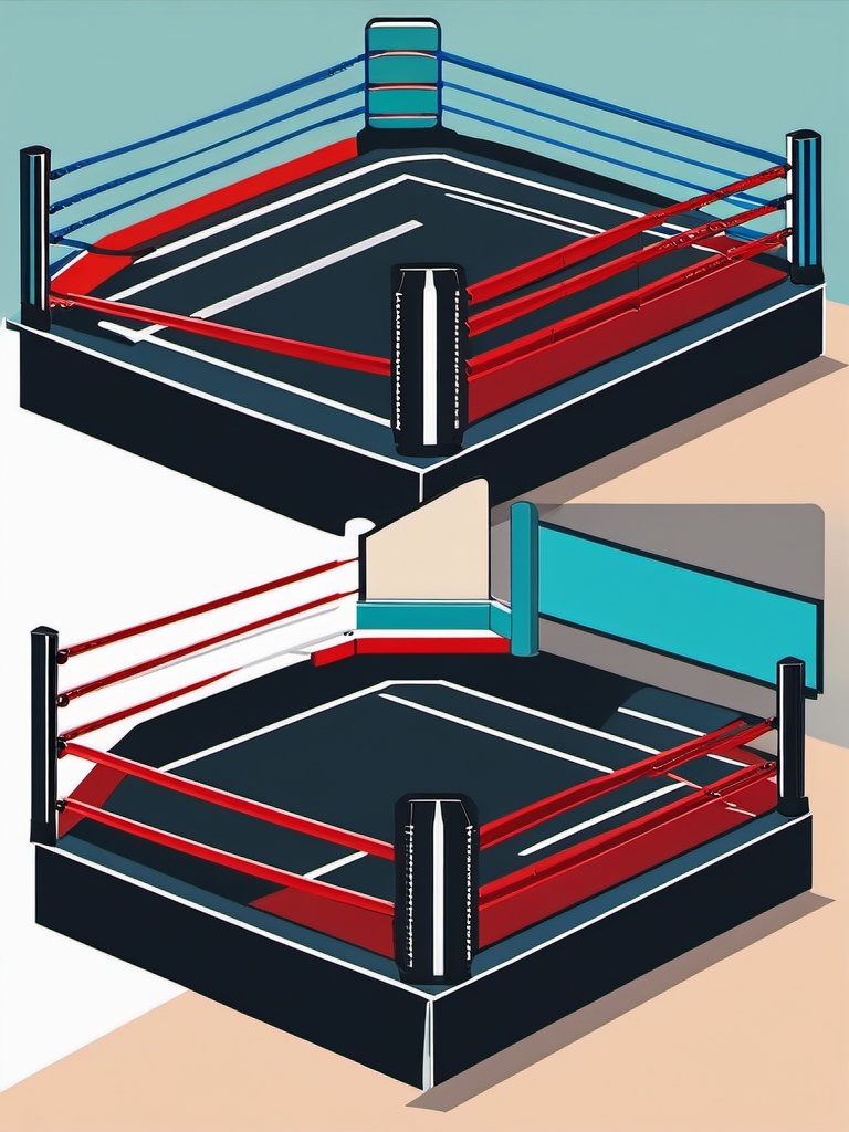 Boxing Ring and Corner Clipart - A boxing ring with corners for a match.  color vector clipart, minimal style