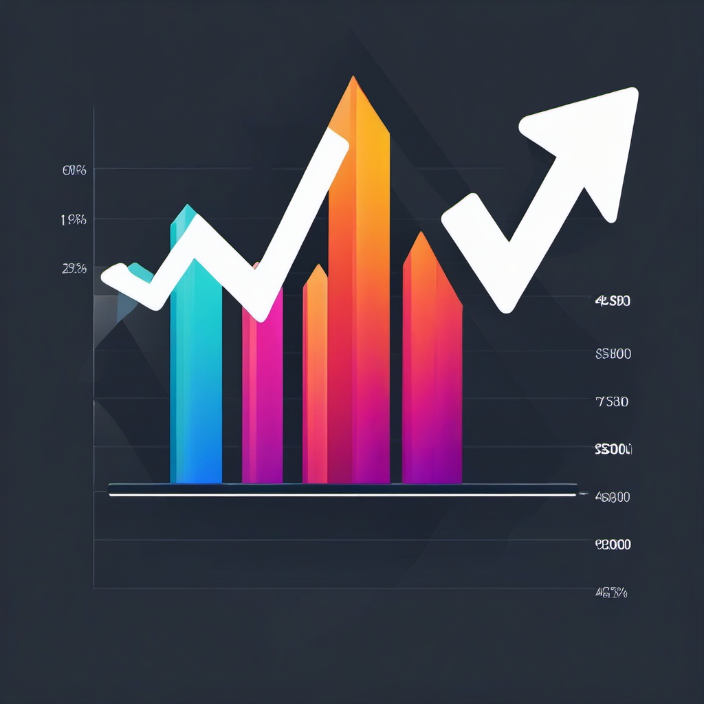 Chart with upwards trend icon - Chart with upwards trend icon for growth and progress,  color clipart, vector art