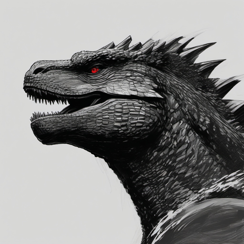 sketch of godzilla  minimal rough sketch scribbles,doodles,black and white