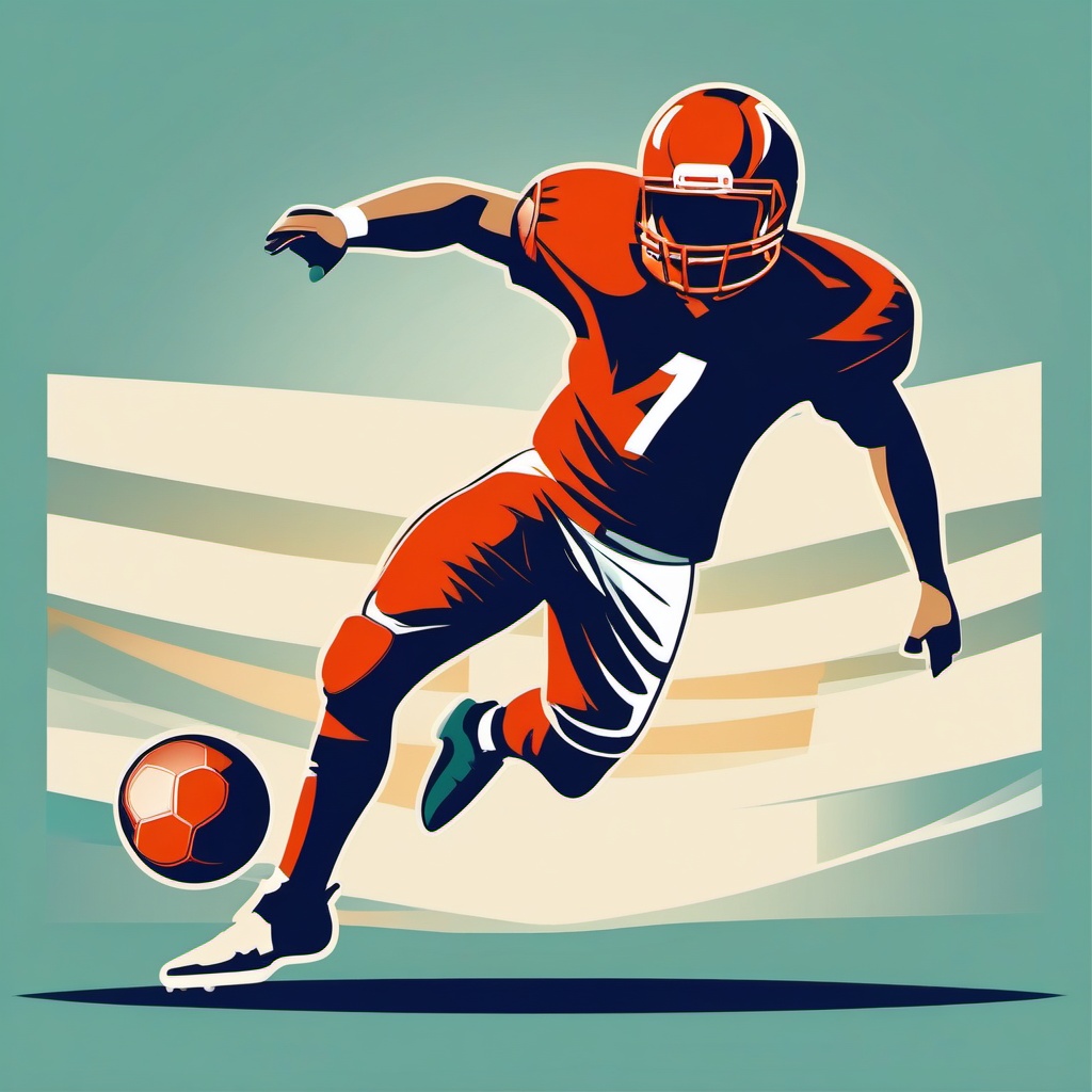 Football Kick Clipart - A football player executing a powerful kick.  color vector clipart, minimal style