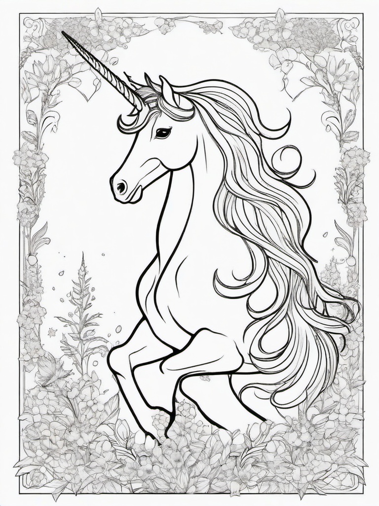 Unicorn with Magic Wand Coloring Pages - Unicorn Casting Spells and Magic  minimal black outline printable sheet, coloring page