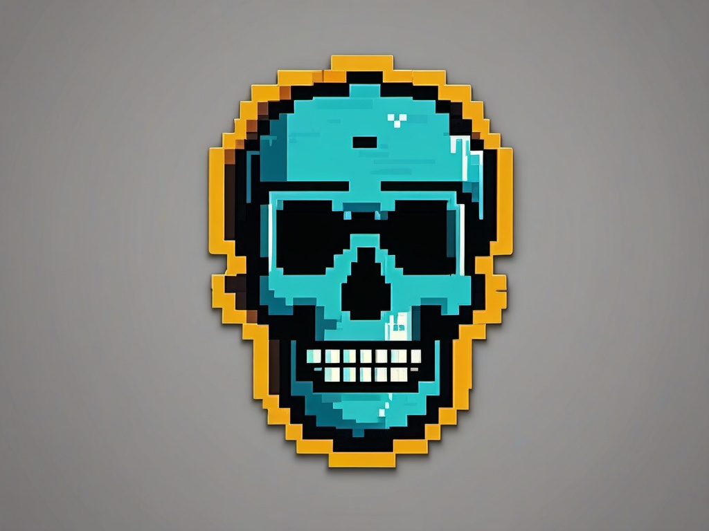 Game over pixel art skull sticker- Retro gaming defeat, , sticker vector art, minimalist design