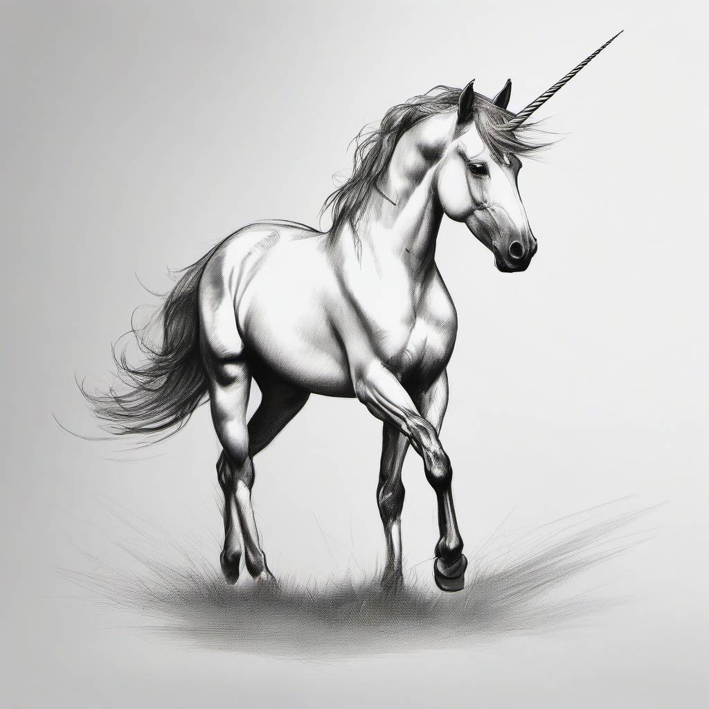 pencil drawing of unicorn  minimal rough sketch scribbles,doodles,black and white