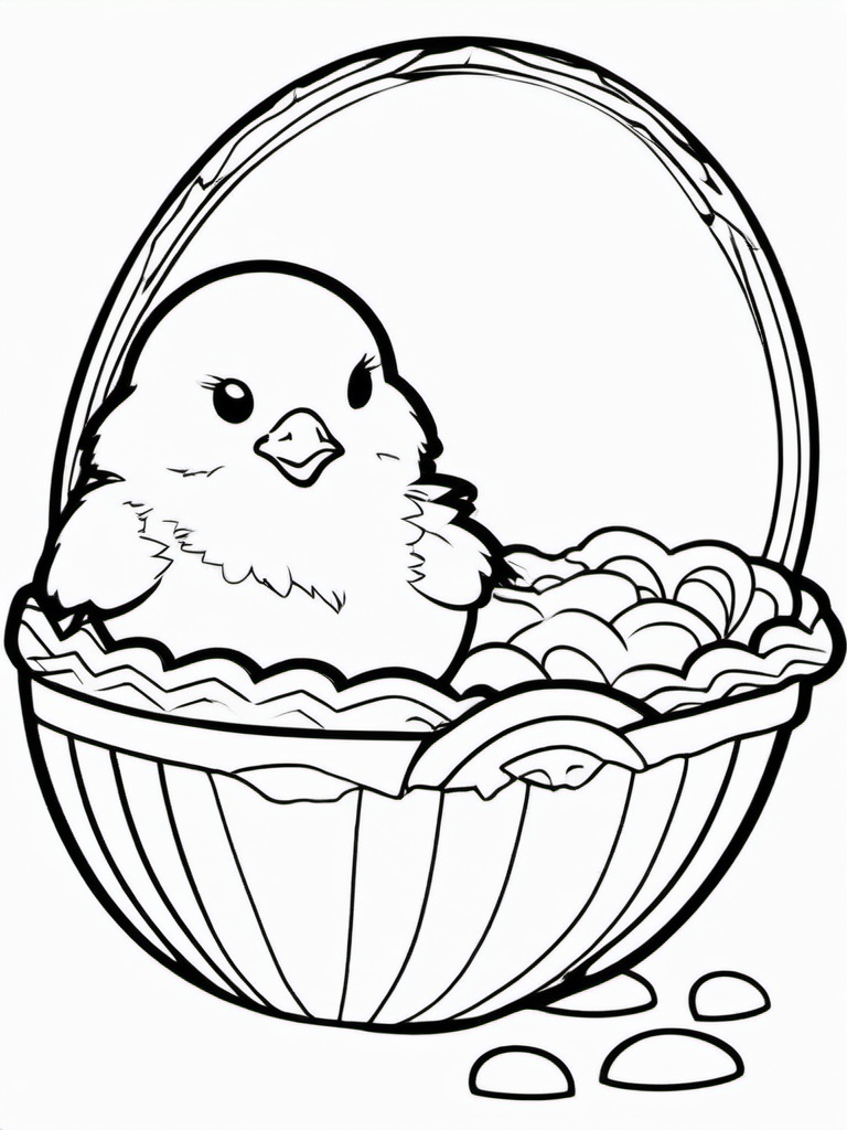 Easter Egg Coloring Pages - Cartoon chick hatching from an egg  simple coloring pages