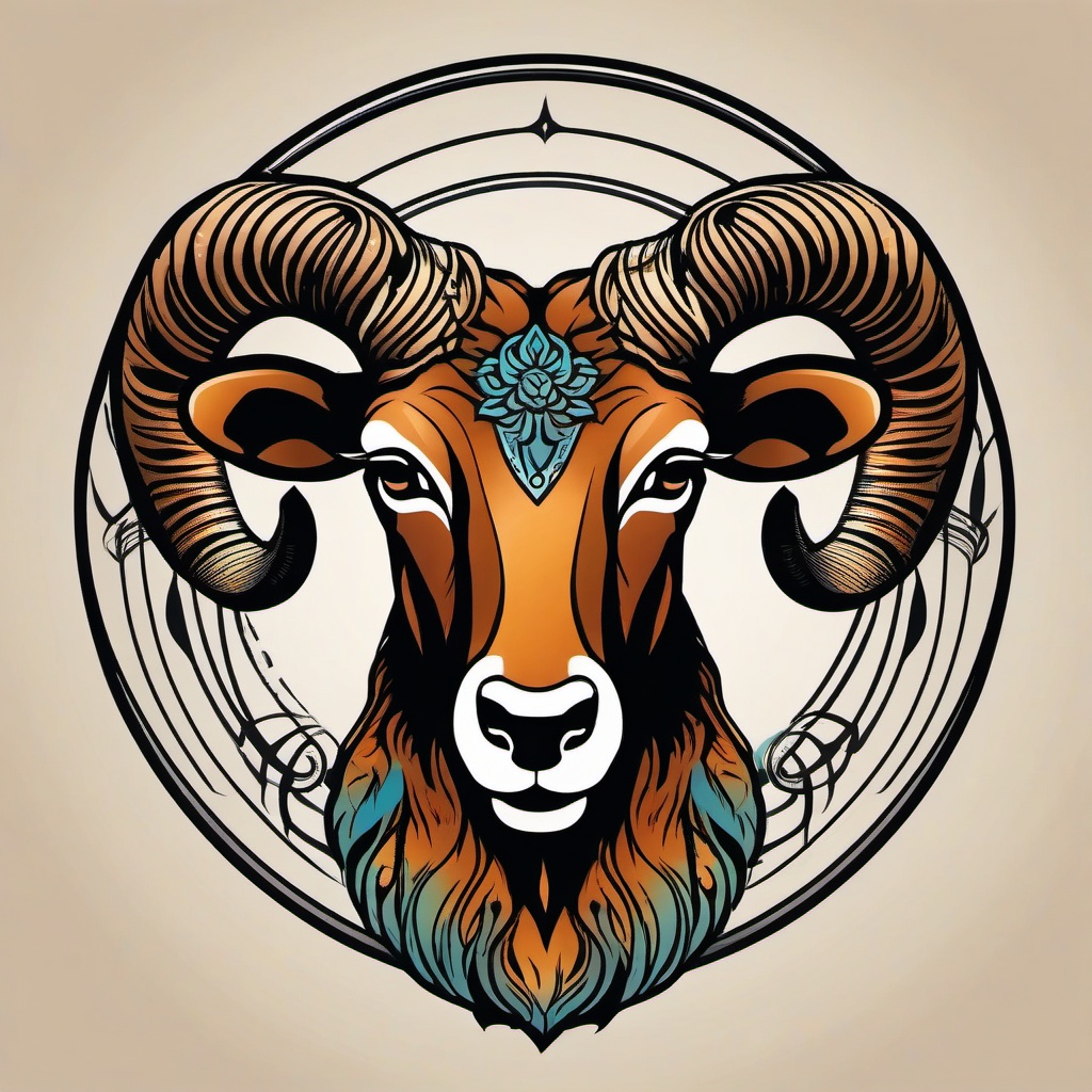 aries symbol tattoo  simple vector color tattoo