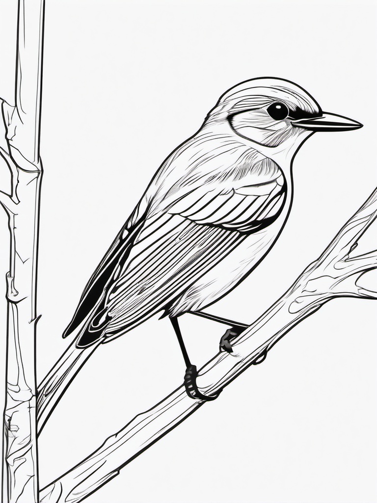 Flycatcher Coloring Pages - Agile Aerial Insect Hunter  minimal black outline printable sheet, coloring page