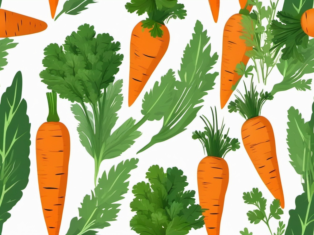 Carrot Top Greens Clipart - Fresh carrot tops and greens.  color vector clipart, minimal style