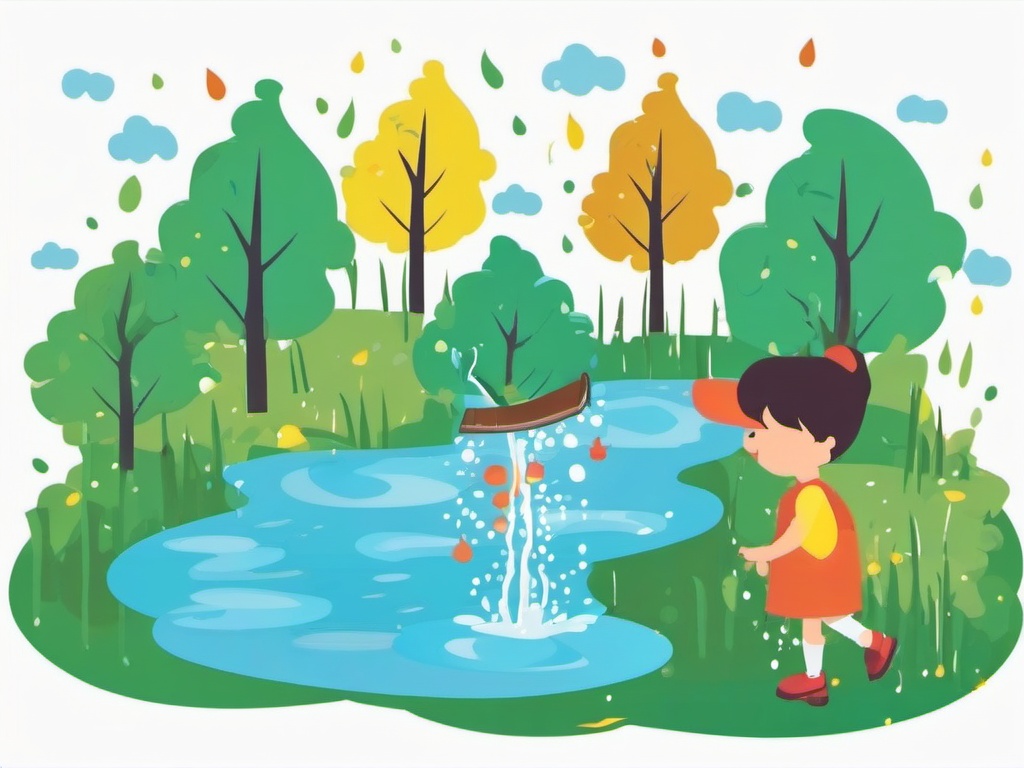 Puddle Jumping clipart - Splashing in puddles on a rainy day, ,vector color clipart,minimal