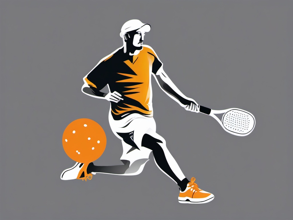 Pickleball clipart - pickleball player in action mid-swing  color,minimalist,vector clipart