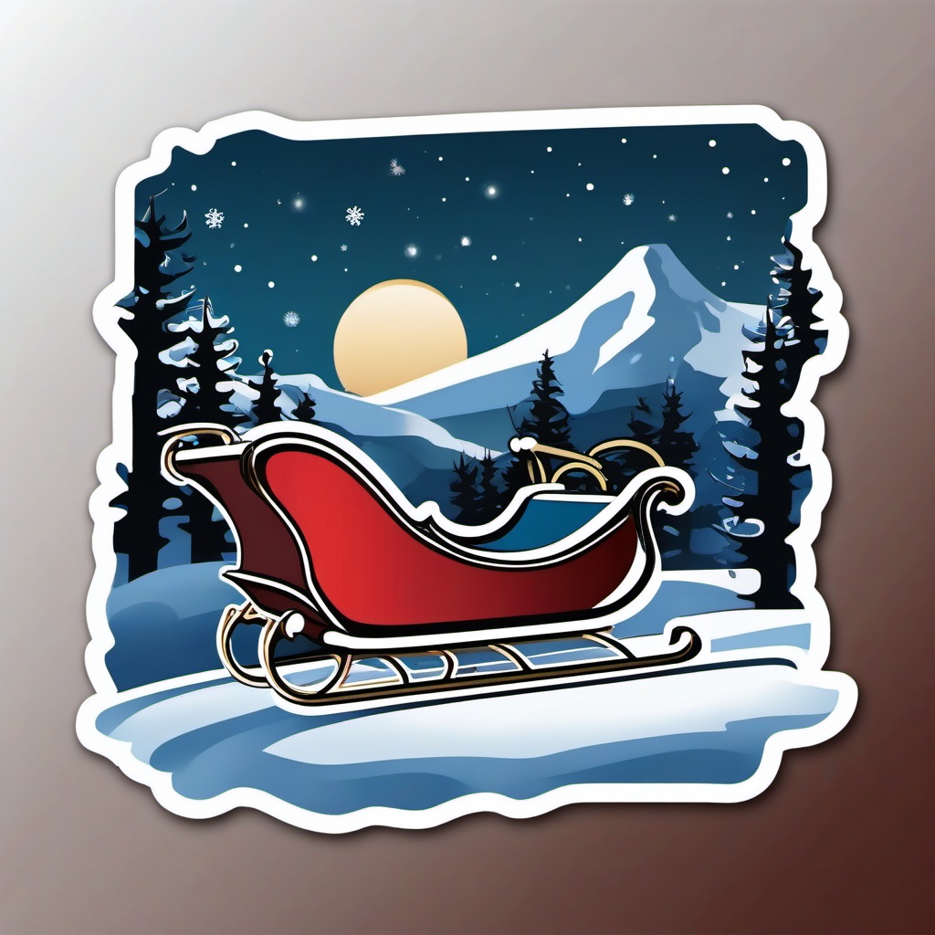 Winter sleigh ride sticker- Joyful and festive, , sticker vector art, minimalist design