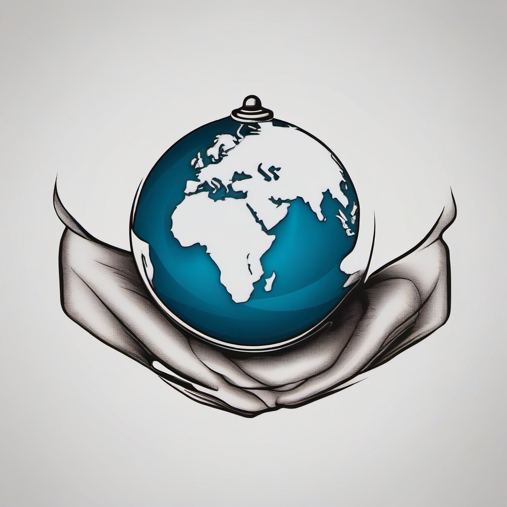 Small Globe Tattoo - A charming and compact globe tattoo design.  simple color tattoo design,white background