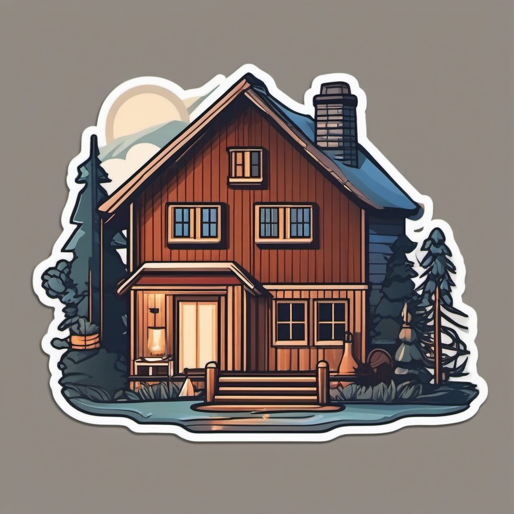 Scandinavian Cottage Sticker - Convey the cozy and minimalist vibes of a Scandinavian cottage with this charming sticker, , sticker vector art, minimalist design