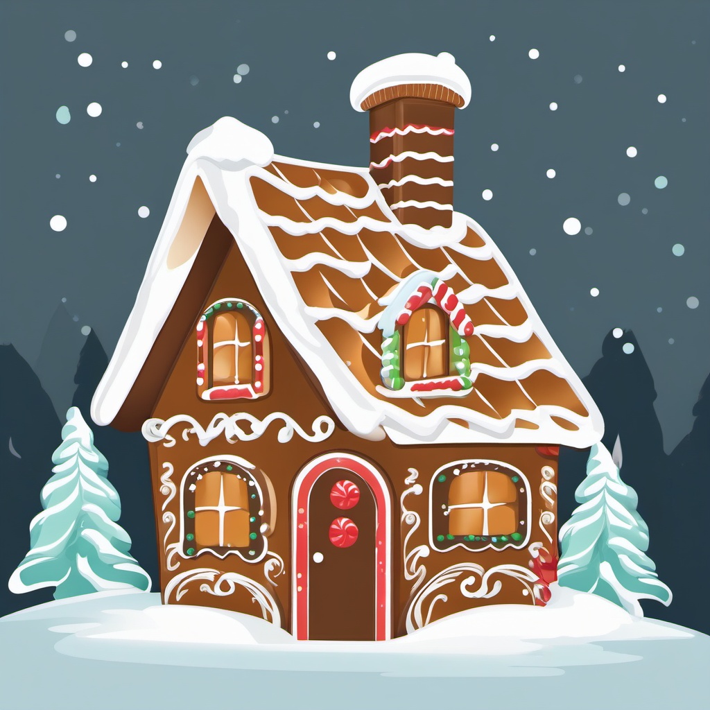 Gingerbread House clipart - gingerbread house with frosting snow  color,minimalist,vector clipart