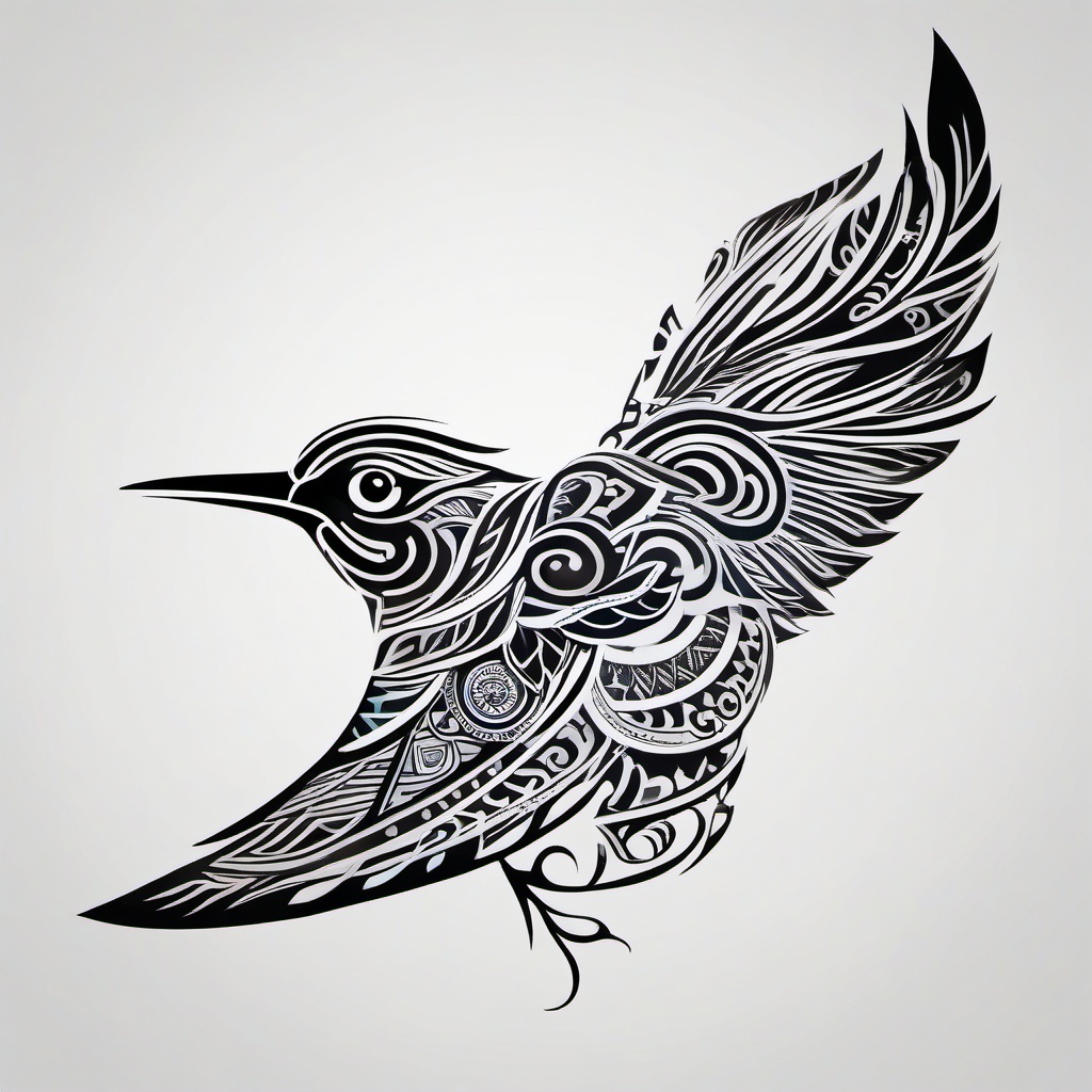 maori bird tattoo  simple color tattoo,minimalist,white background