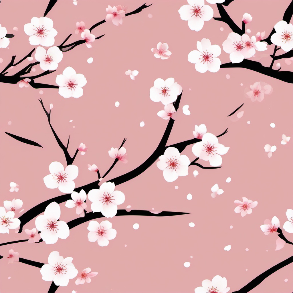 Cherry Blossom Clipart - Delicate cherry blossoms in bloom.  color vector clipart, minimal style