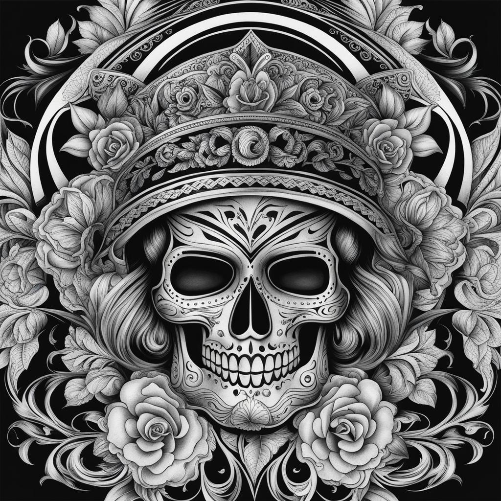 chicano tattoo black and white design 