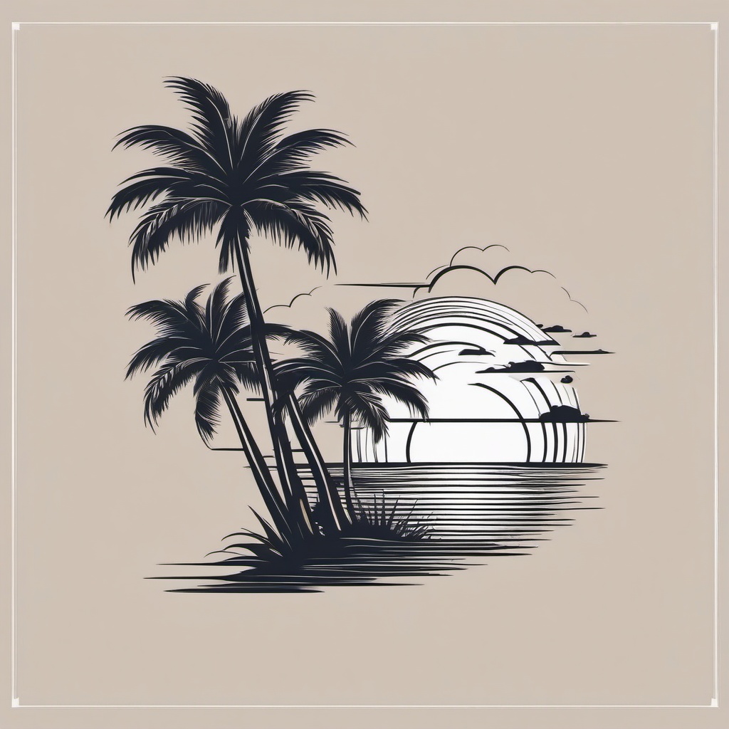 palm tree tattoo traditional  simple vector color tattoo