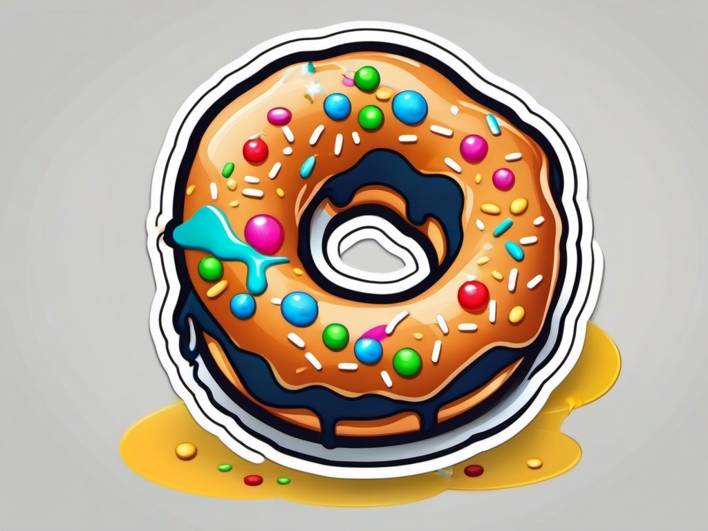 Cheerful Donut sticker- Sprinkled Happiness, , color sticker vector art