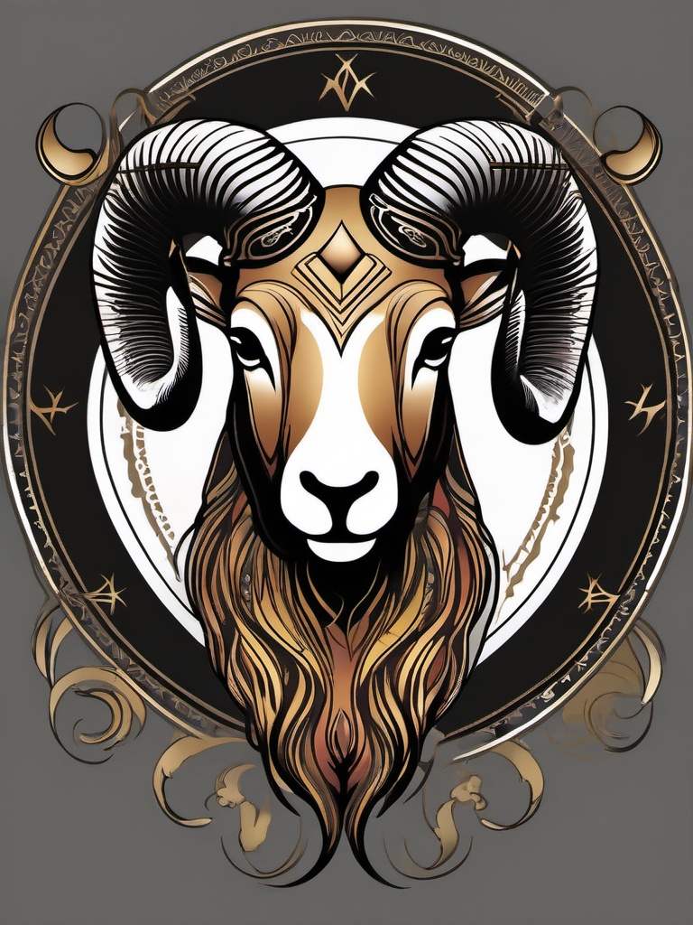 ram zodiac tattoo  simple vector color tattoo