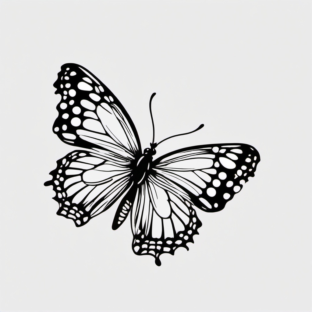 easy butterfly tattoo drawing  simple color tattoo, minimal, white background