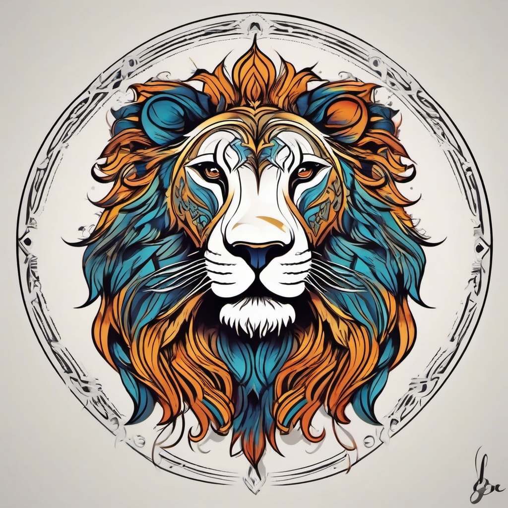 leo zodiac tattoo design  simple vector color tattoo